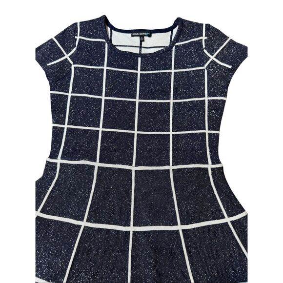 Sequin hearts girls black and white grid-pattern fit and flare sweater dress L - Picture 5 of 6